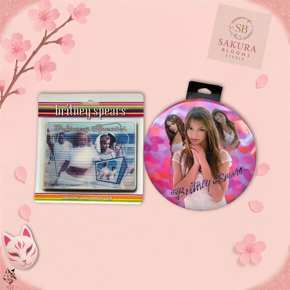 Britney Spears Vintage Lot Motion Video Card & Button Pin 2000s Y2K Pop Star - Picture 1 of 7
